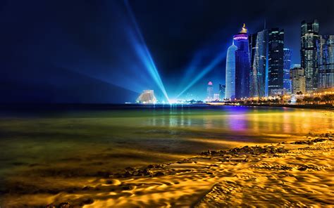 Doha Qatar Skyline Hd World 4k Wallpapers Images Backgrounds