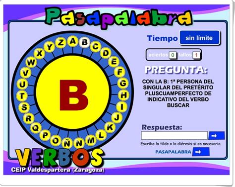 Practicarán con letras y palabras. Recursos Educativos de Secundaria: "Pasapalabra de Verbos ...