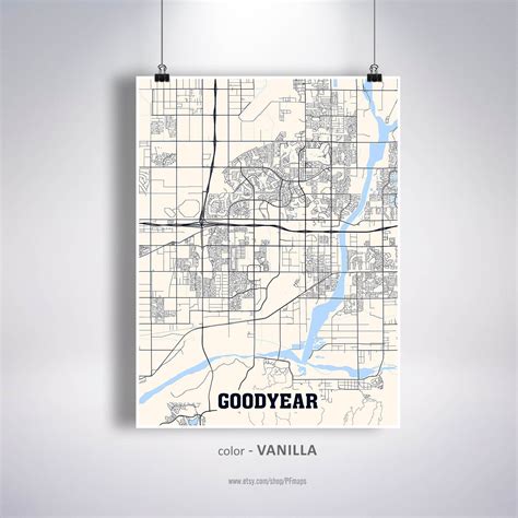 Goodyear Map Print Goodyear City Map Arizona Az Usa Map Etsy