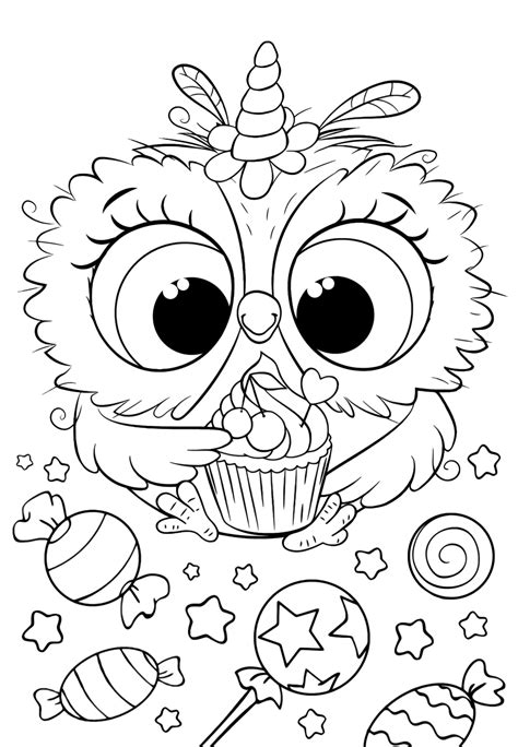 owl unicorn coloring pages