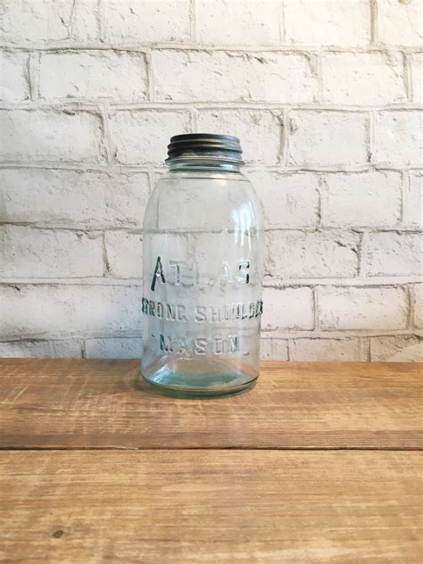 Atlas Mason Jar Strong Shoulder Half Gallon Mason Jar Vintage Aqua