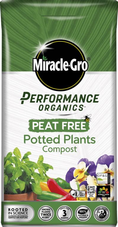 Miracle Gro Performance Organic Peat Free Potted Plants Compost 10l