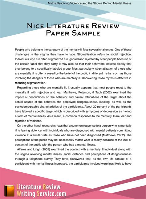 Sample action research courtesy of sir kenneth d. Nice literature review paper sample | Literature review ...