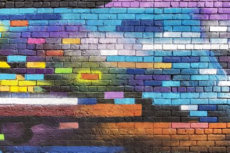 Wallpaper Wall Brick Colorful Paint Street Art Graffiti Hd