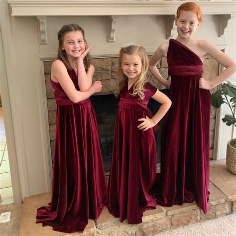 Girls Full Length Velvet Multiway Dress 20 Colors Etsy Canada