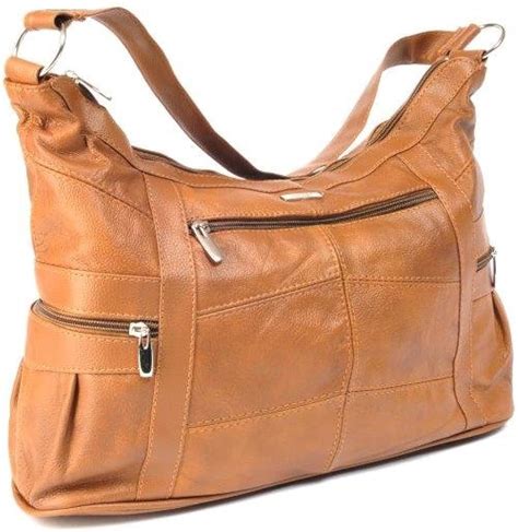 Lorenz Ladies Extra Large Leather Shoulder Bag Handbag Tan