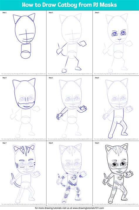 How To Draw Catboy From Pj Masks Pj Masks Step By Step