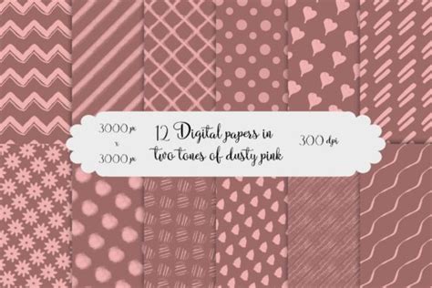 Set Of 12 Dusty Pink Digital Papers Graphic By Sakura Lemon Designs