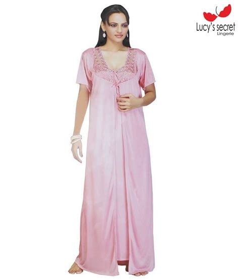 Buy Lucy Secret Pink Satin Nighty And Night Gowns Pack Of 5 Online At