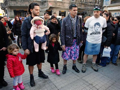 Turkish Men Take To Istanbuls Streets In Skirts To