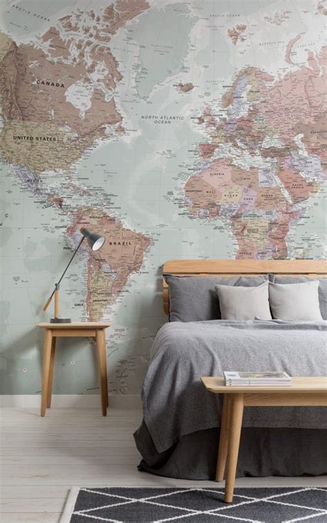 Refreshingly Modern Wallpaper Murals Wallpaper World Map Mural Map