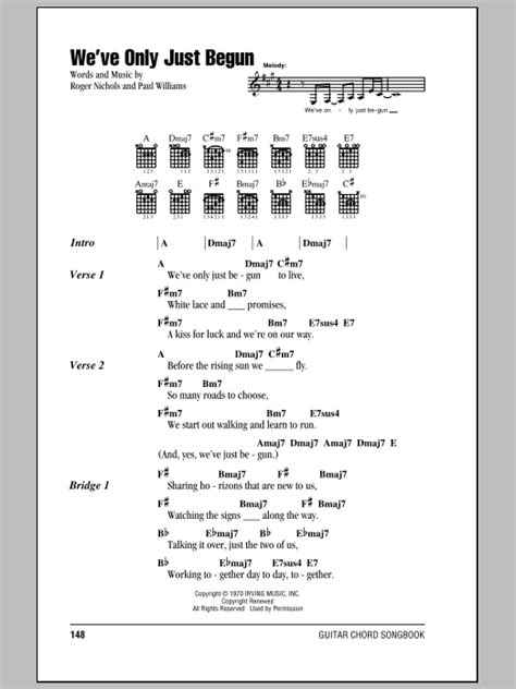 Weve Only Just Begun Sheet Music Carpenters Guitar Chordslyrics