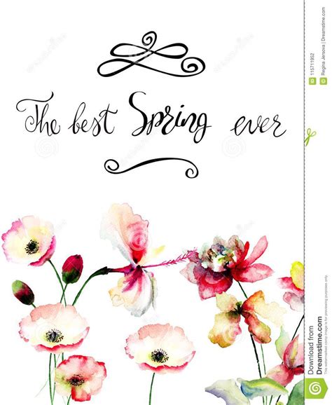 Original Summer Flowers With Title The Best Spring Ever Stock