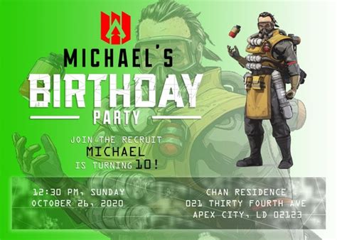 Customizable Apex Legends Theme Birthday Party Invitation Etsy