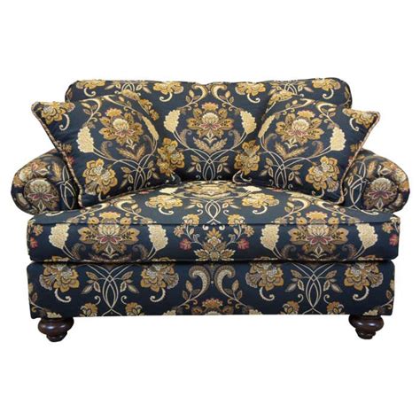 Henredon Upholstery Blue Paisley Loveseat Traditional Sofa Settee