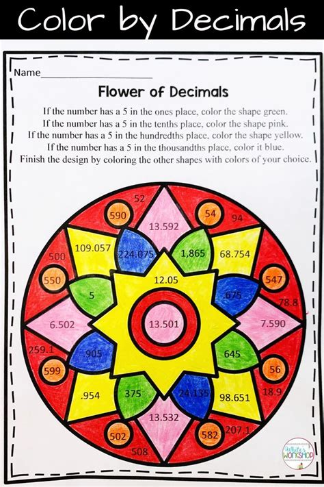 Color By Decimals Math Coloring Worksheets Classroom Lesson Plans