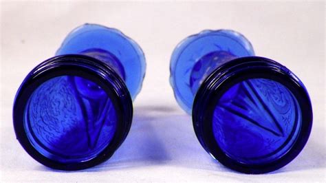 Royal Lace Salt Pepper Shakers Cobalt Blue Depression Glass Hazel