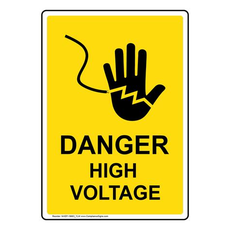 Danger High Voltage Sign With Symbol Nhe 19683ylw