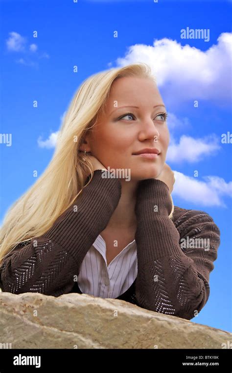 A Portrait Of A Young Beautiful Blonde Woman Stock Photo Alamy