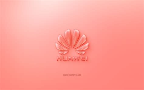 Download Wallpapers Huawei 3d Logo Red Background Red