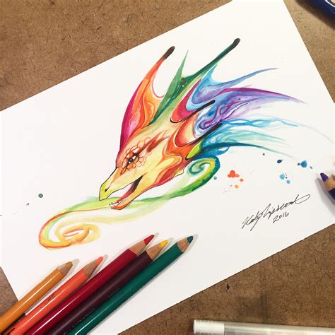 Rainbow Dragon Colourful Drawings Drawing Illustrations