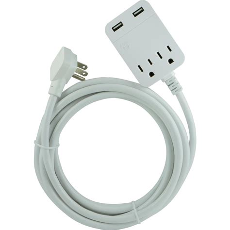 16/2 workshop extension cord is versatile for indoor/outdoor job sites and household use. GE 2-Outlet 2 USB Extension Cord Surge Protection with 12 ft. Cord-32089 - The Home Depot