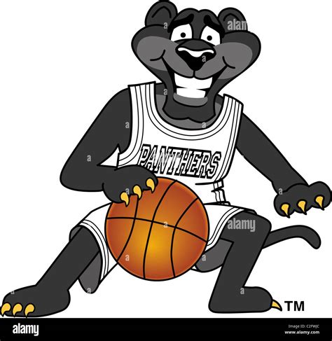 Cartoon Panther Mascot Playing Basketball Stock Photo Alamy