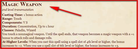 Magic Weapon 5e Spell In Dnd Dandd 5e Character Sheets