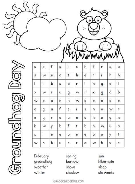 Free Printable Groundhog Day Coloring And Word Search Grade
