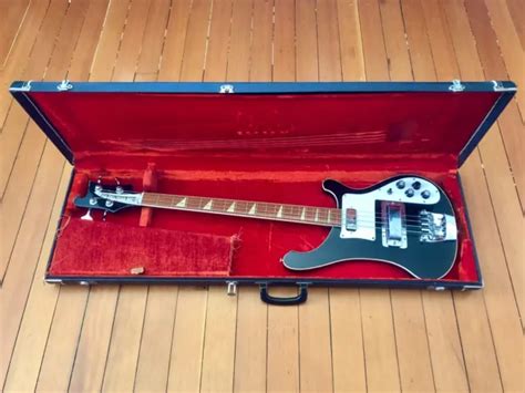 1973 Rickenbacker 4001 Bass Guitar Jetglo With Original Case Ohsc Black