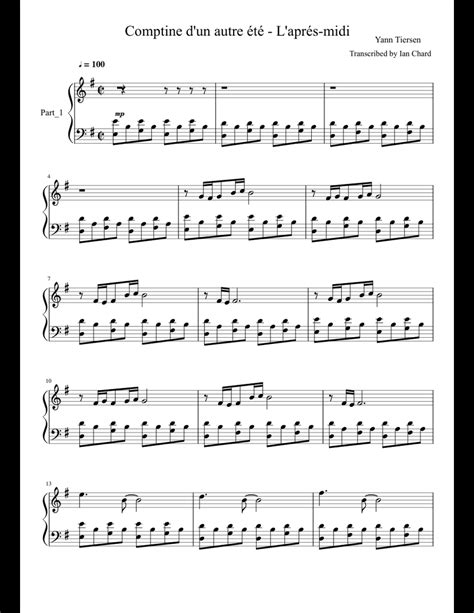 The entire soundtrack was composed by yann tiersen except for 3. Amelie sheet music for Piano download free in PDF or MIDI