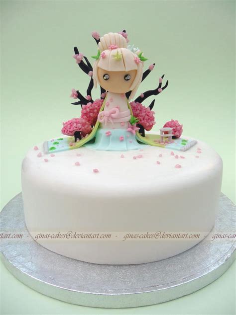 Cherry Blossom Chibi Cake By Ginas Cakes On Deviantart