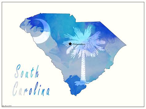 South Carolina Watercolor Map Style 1 Painting By Greg Edwards Pixels
