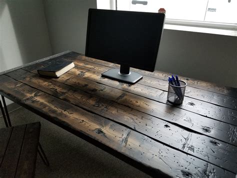 Working from home means sitting at a desk for long hours some days. Tortured Reclaimed Distressed Industrial Wood Desk with ...
