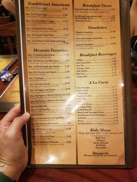Carta De El Dorado Restaurant Alamo
