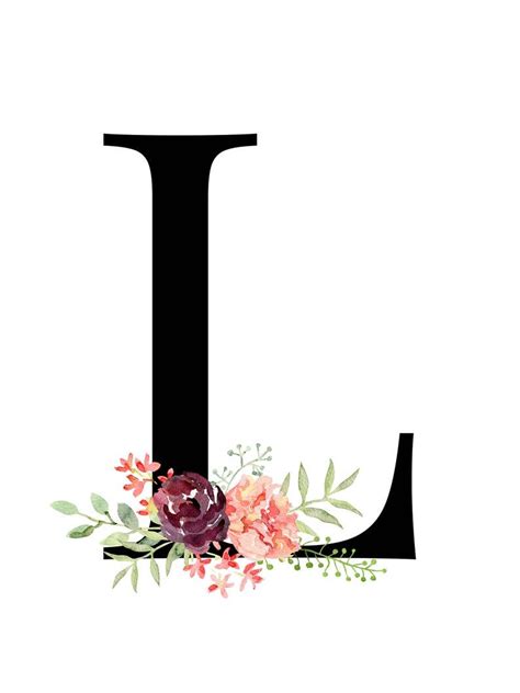 Lettre L Floral Monogramme Lettre Imprimable Crèche De Etsy Monogram