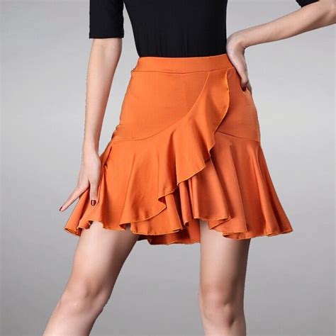 Women Dancewear Ballroom Latin Dance Skirt Tango Salsa Ruffle Practice New Ebay