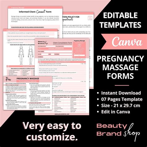 Pregnancy Massage Forms Prenatal Consultation Forms Client Intake Forms Consent Forms Pre