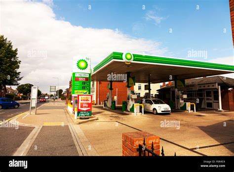 Bp Petrol Station British Petroleum Pumps For Gas And Diesel Fuel Stock