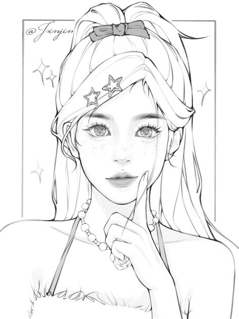 A Drawing Of A Girl With Stars On Her Head