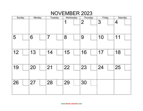 Free Download Printable November 2023 Calendar With Check Boxes