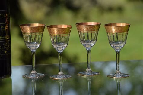 Vintage Gold Rimmed Encrusted Wine Cordials ~ Glasses Set Of 4 Tiffin Franciscan Minton