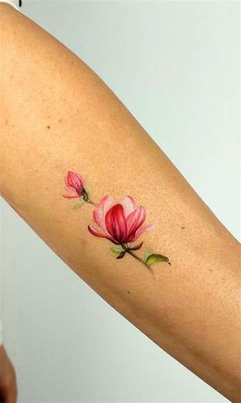 Watercolor Pink Pretty Floral Flower Petals Small Tattoo Ideas For