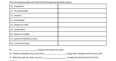 Energy transformation worksheets learny kids. Energy Transformations Worksheet | Homeschooldressage.com