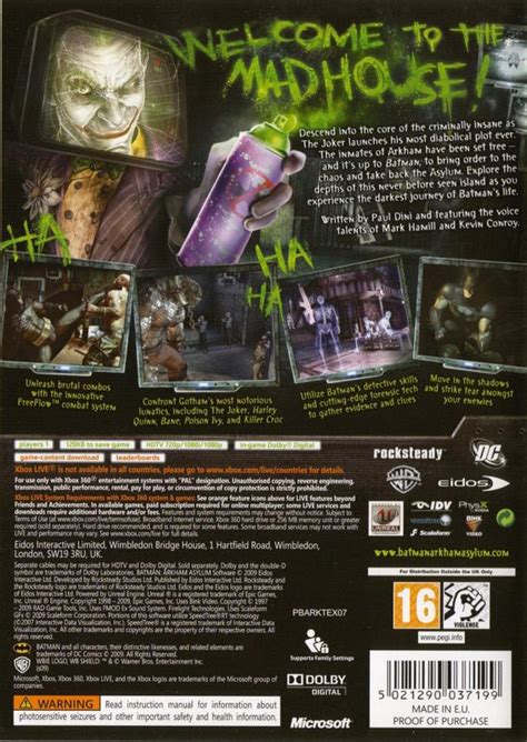 Batman Arkham Asylum 2009 Box Cover Art Mobygames