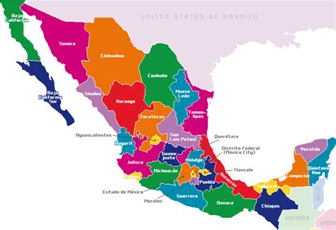 Mexico Mapa Estados Y Capitales