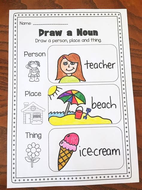 Nouns Printable Worksheet Pack Kindergarten First Second Grade