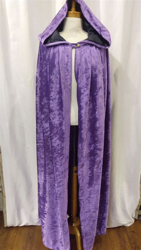 Hooded Fantasy Cosplay Cloak Purple Etsy Unisex Looks Crushed