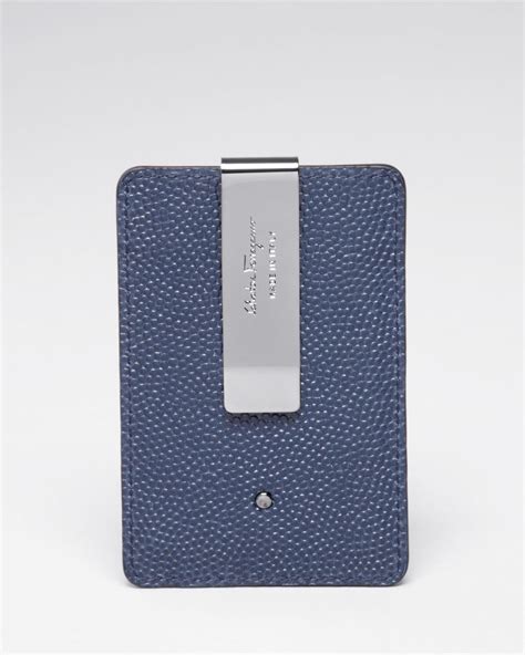 Well made and the perfect size to hold what you need without having to carry my bulky wallet. Ferragamo Ten-forty On Pebbled Leather Money Clip Card Case in Blue for Men - Lyst