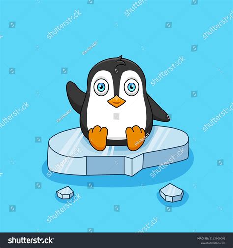 Cute Cartoon Penguin Sitting On Floating Stock Vector Royalty Free
